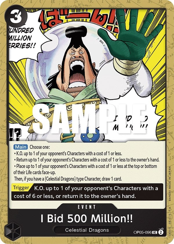 Image for I Bid 500 Million!! (OP05-096) (Awakening of the New Era) - One Piece Card Game