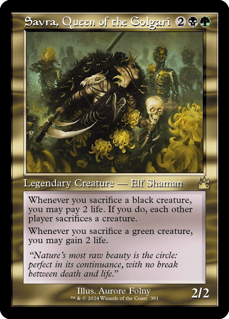 Savra, Queen of the Golgari (Retro Frame) (381) (Ravnica Remastered)