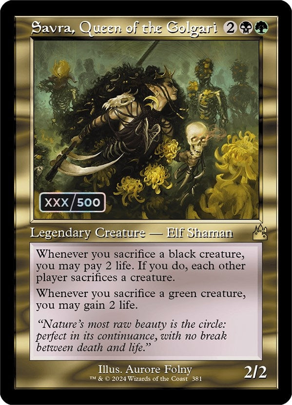 Savra, Queen of the Golgari (Retro Frame) (Serial Numbered) (381) (Ravnica Remastered)