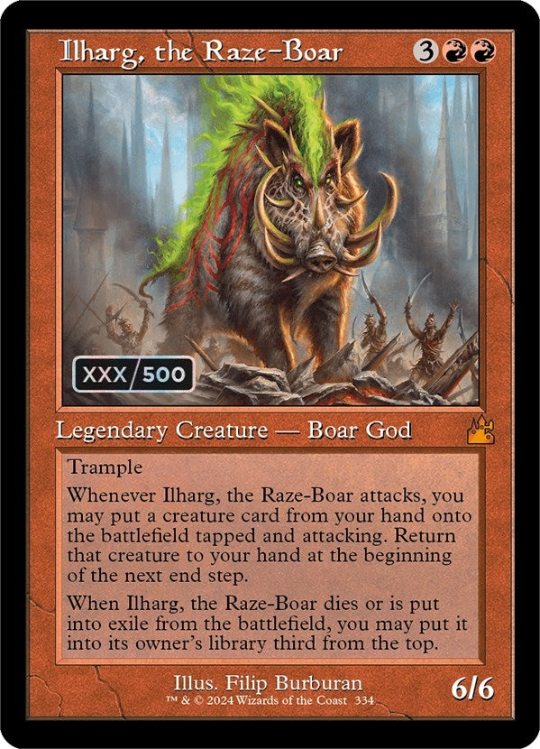 Ilharg, the Raze-Boar (Retro Frame) (Serial Numbered) (334) (Ravnica Remastered)