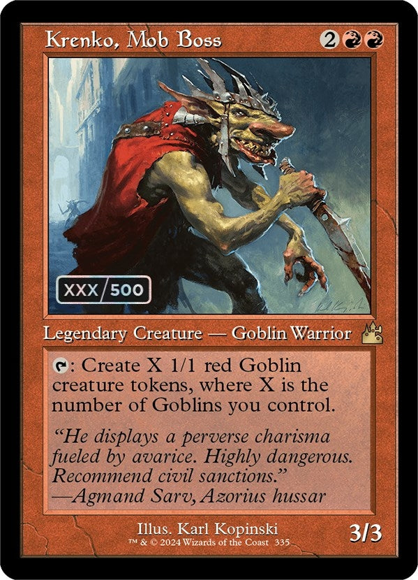 Krenko, Mob Boss (Retro Frame) (Serial Numbered) (335) (Ravnica Remastered)