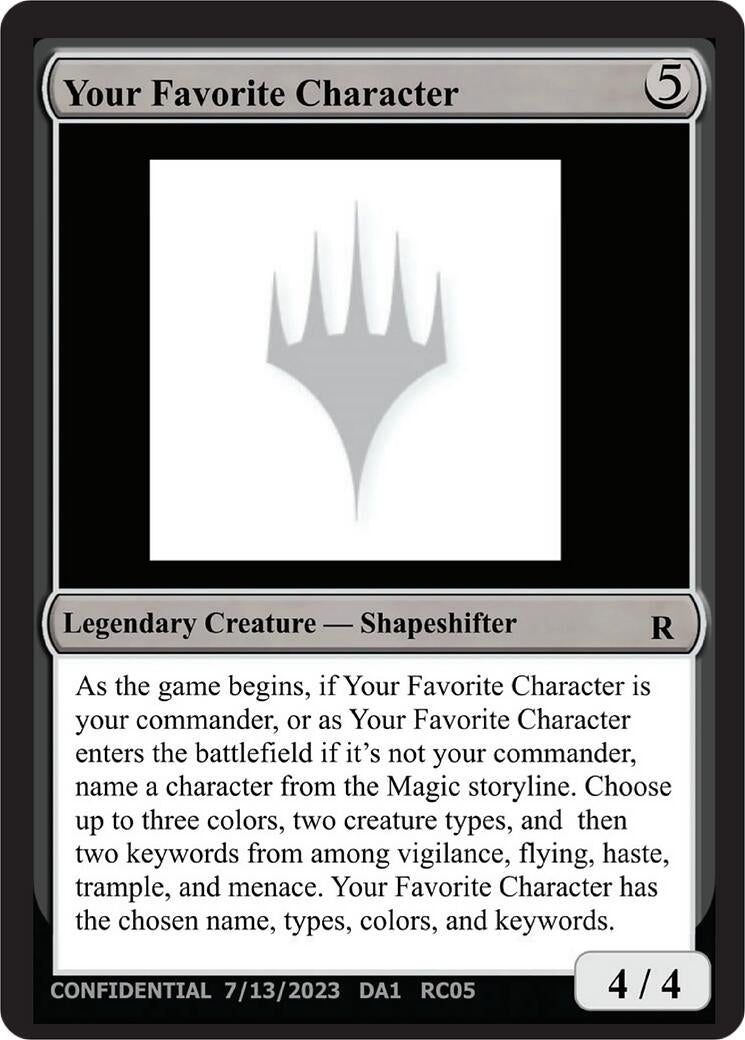 Your Favorite Character (Un-Known Event Playtest Cards)