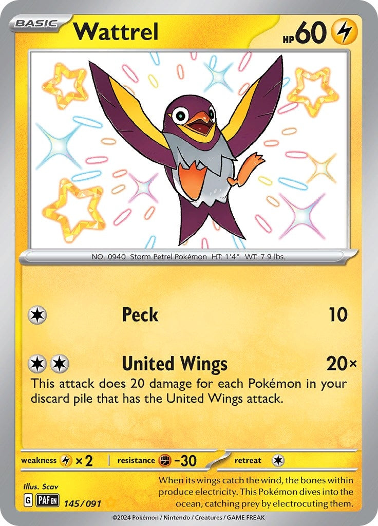 Image for Wattrel (145/091) (SV: Paldean Fates) - Pokemon