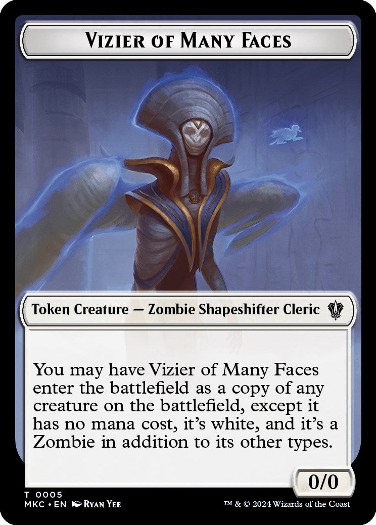 Vizier of Many Faces // Zombie Double-Sided Token (5 // 11) (Commander: Murders at Karlov Manor)