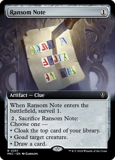 Ransom Note (0357) (Extended Art) (357) (Commander: Murders at Karlov Manor) (MKC)