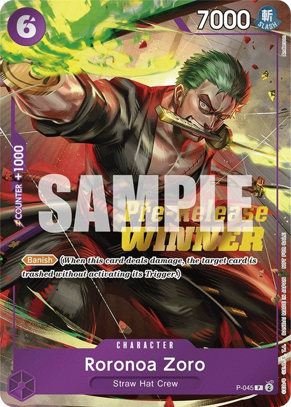 Image for Roronoa Zoro (OP-06 Pre-Release Tournament) [Winner] (P-045) (One Piece Promotion Cards) - One Piece Card Game
