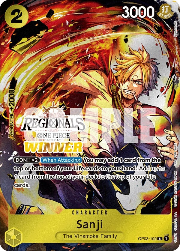 Image for Sanji (Offline Regional 2024) [Winner] (OP03-102) (One Piece Promotion Cards) - One Piece Card Game