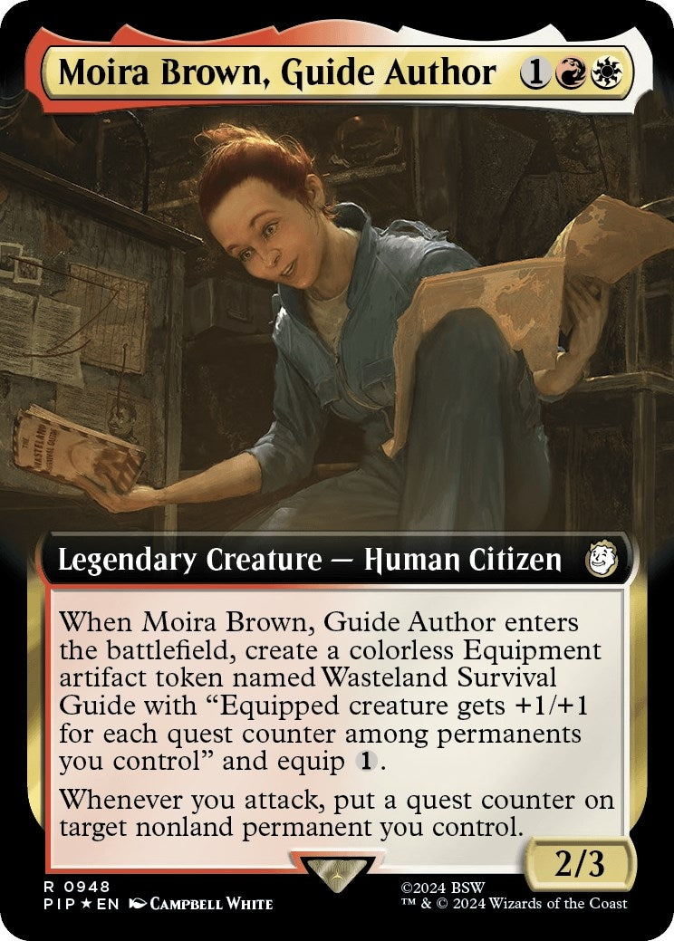 Moira Brown, Guide Author (Extended Art) (Surge Foil) (948) (Universes Beyond: Fallout)