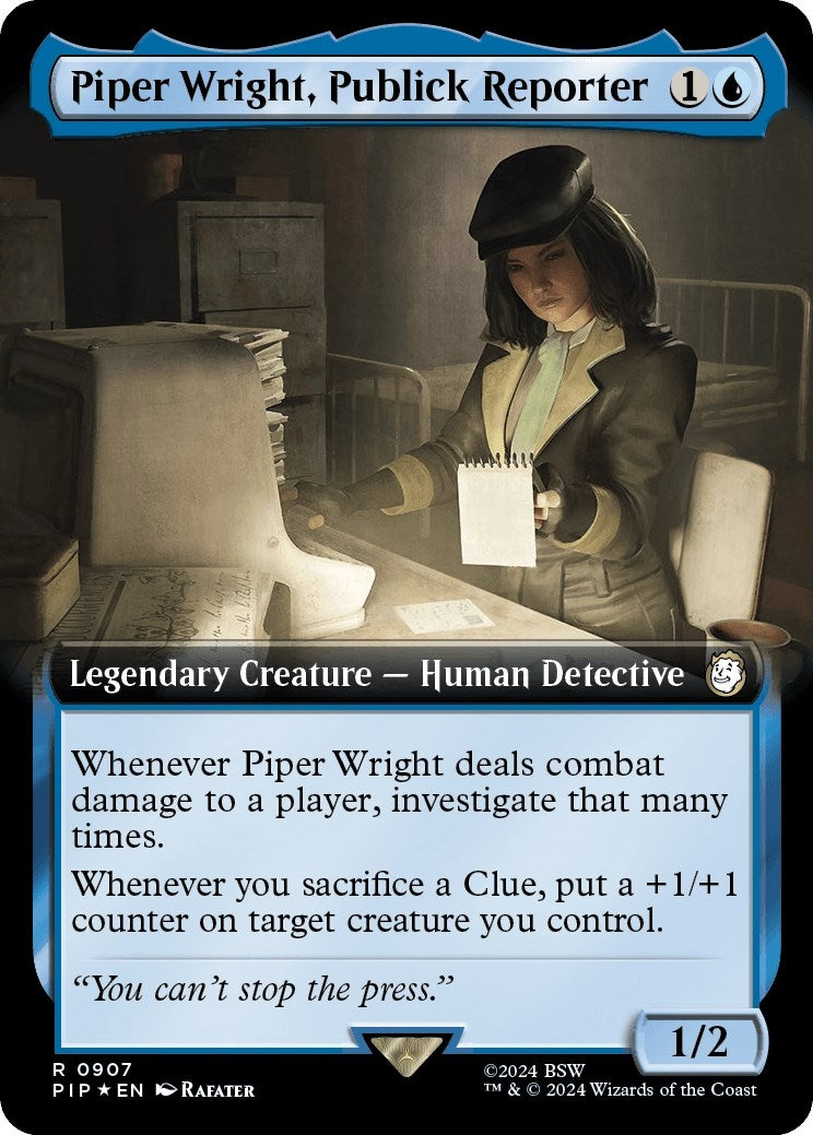 Piper Wright, Publick Reporter (Extended Art) (Surge Foil) (907) (Universes Beyond: Fallout)