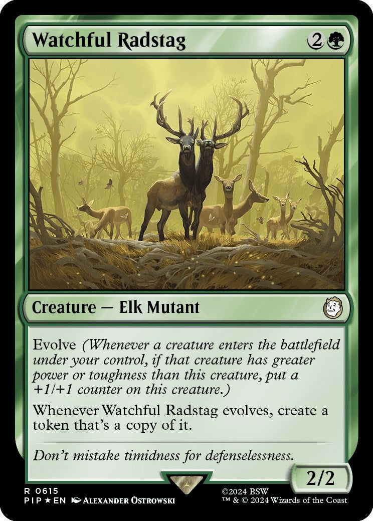 Watchful Radstag (Surge Foil) (615) (Universes Beyond: Fallout)