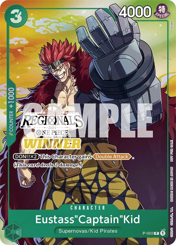 Image for Eustass"Captain"Kid (Offline Regional 2024 Vol. 2) [Winner] (P-003) (One Piece Promotion Cards) - One Piece Card Game