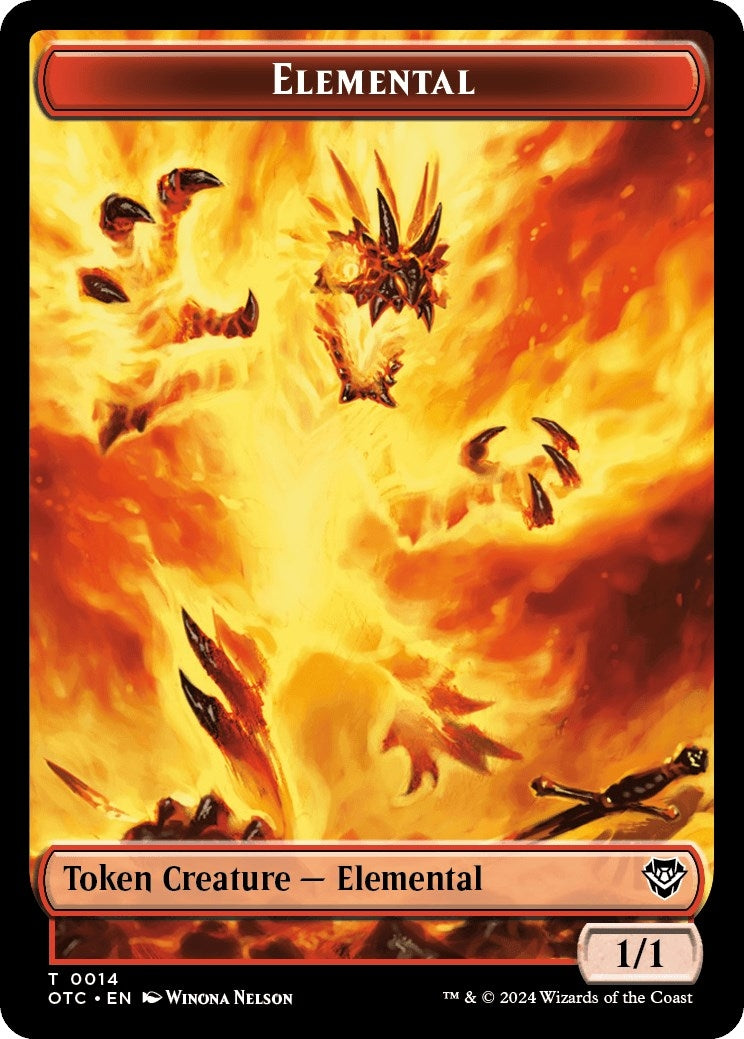 Elemental (0014) // Soldier (0026) Double-Sided Token (14 // 26) (Commander: Outlaws of Thunder Junction)