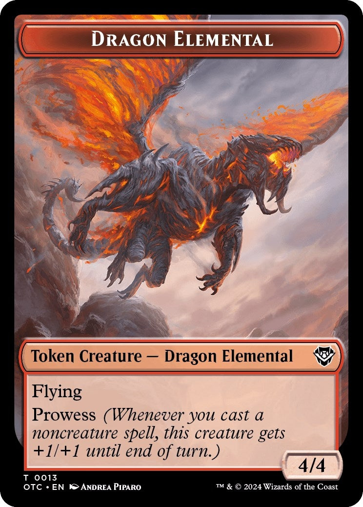 Dragon Elemental // Treasure Double-Sided Token (13 // 18) (Commander: Outlaws of Thunder Junction)