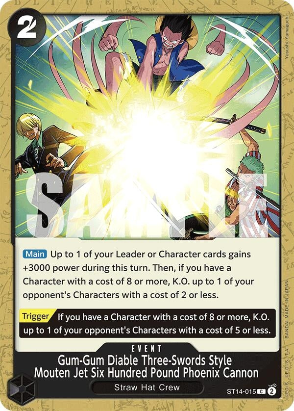 Image for Gum-Gum Diable Three-Swords Style Mouten Jet Six Hundred Pound Phoenix Cannon (ST14-015) (Starter Deck 14: 3D2Y) - One Piece Card Game