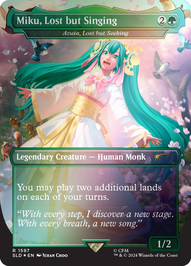 Miku, Lost but Singing - Azusa, Lost but Seeking (Rainbow Foil) (1597) (Secret Lair Drop Series)