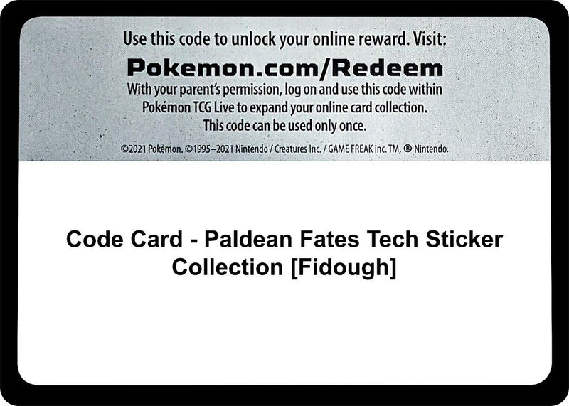 Image for Code Card - Paldean Fates Tech Sticker Collection [Fidough] (SV: Paldean Fates) - Pokemon