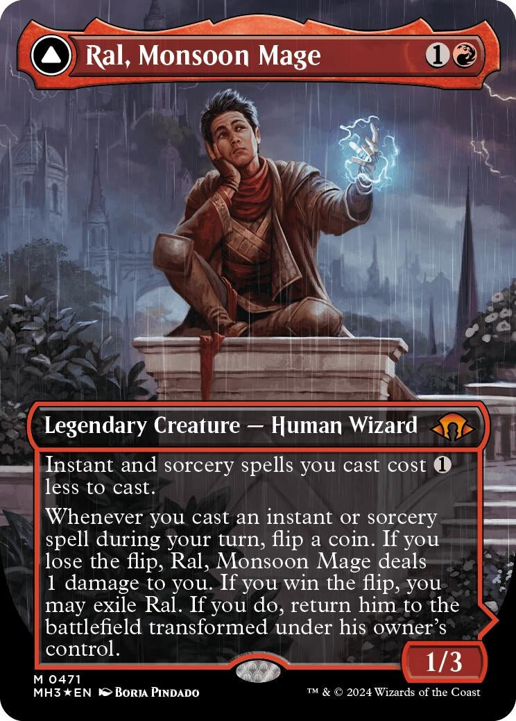 Ral, Monsoon Mage (Borderless) (Textured Foil) (471) (Modern Horizons 3)