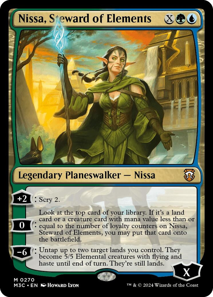 Nissa, Steward of Elements (Ripple Foil) (270) (Commander: Modern Horizons 3)