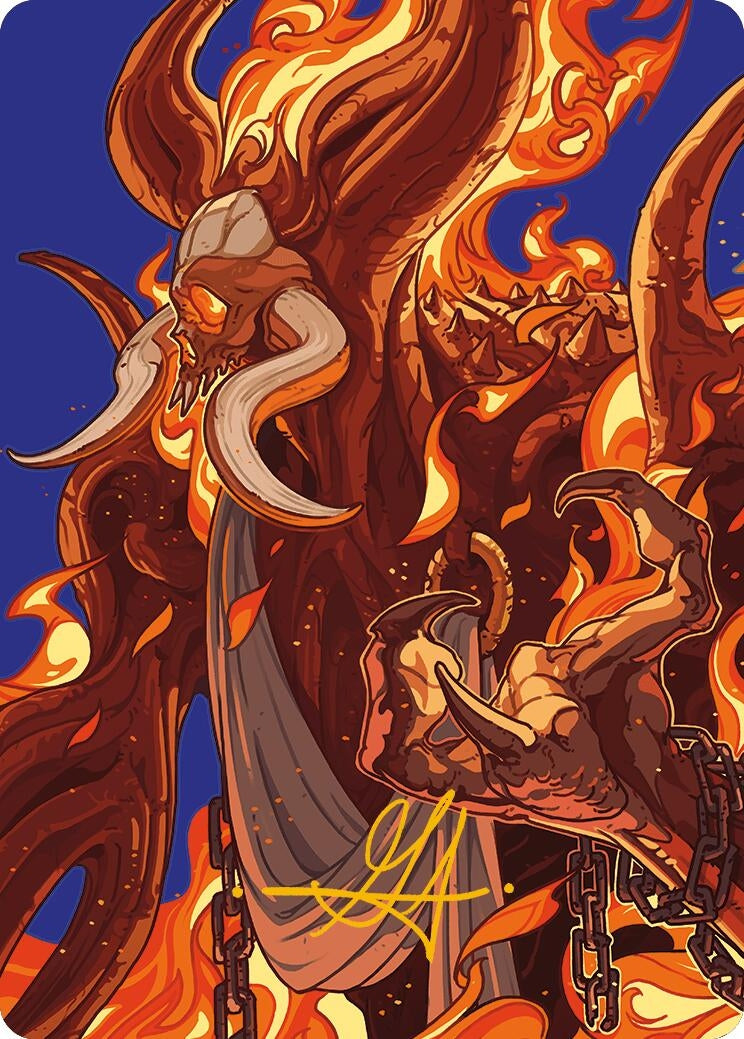 Phlage, Titan of Fire's Fury Art Card (Gold-Stamped Signature) (50) (Art Series: Modern Horizons 3)