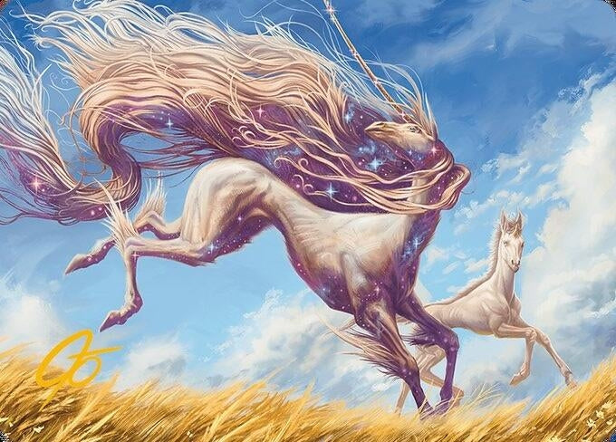 Nyxborn Unicorn Art Card (Gold-Stamped Signature) (1) (Art Series: Modern Horizons 3)