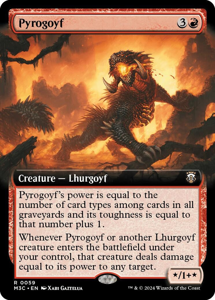 Pyrogoyf (Extended Art) (Ripple Foil) (59) (Commander: Modern Horizons 3)
