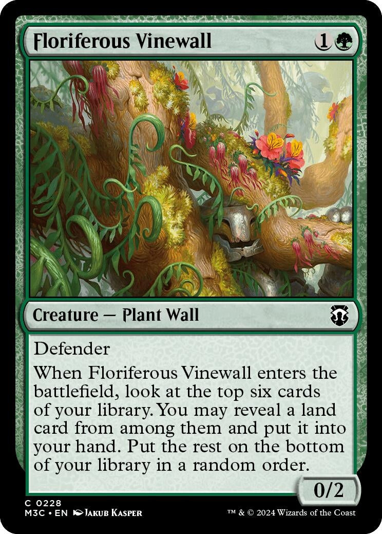 Floriferous Vinewall (Ripple Foil) (228) (Commander: Modern Horizons 3)