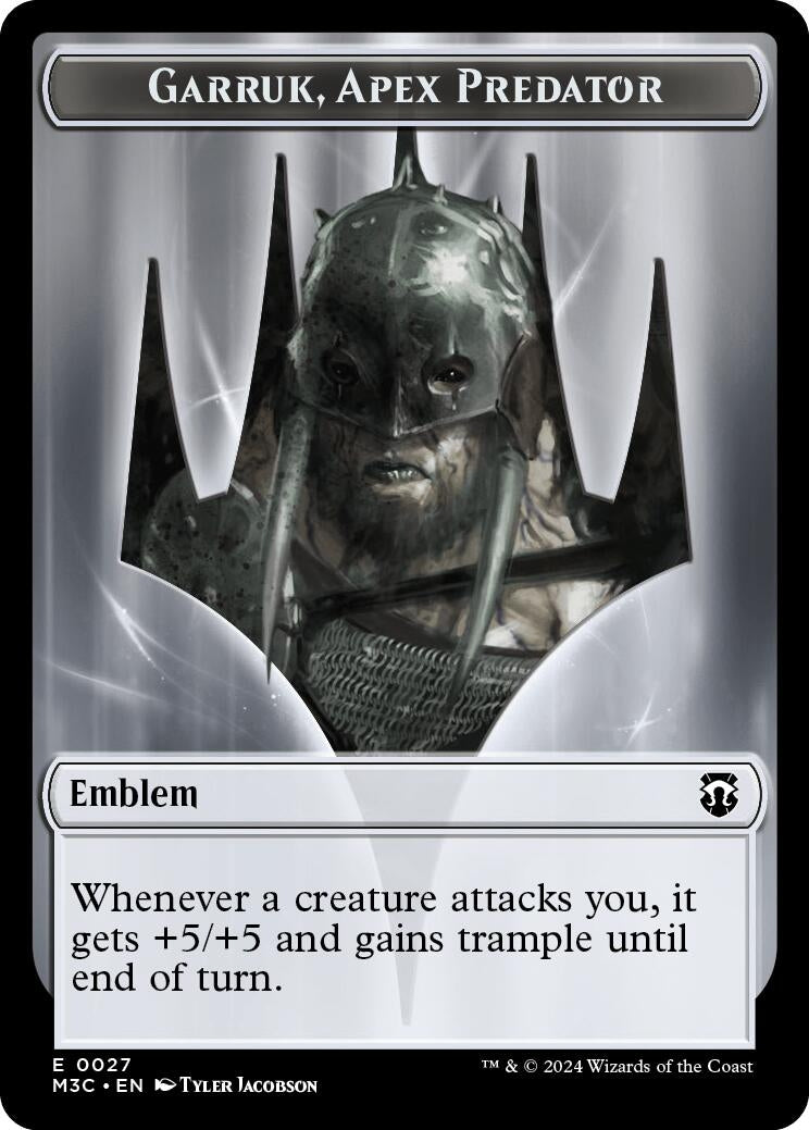 Emblem - Garruk, Apex Predator // Saproling Double-Sided Token (27 // 21) (Commander: Modern Horizons 3)