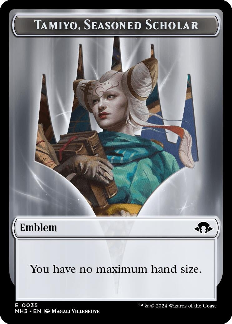 Emblem - Tamiyo, Seasoned Scholar // Energy Reserve Double-Sided Token (35 // 36) (Modern Horizons 3)