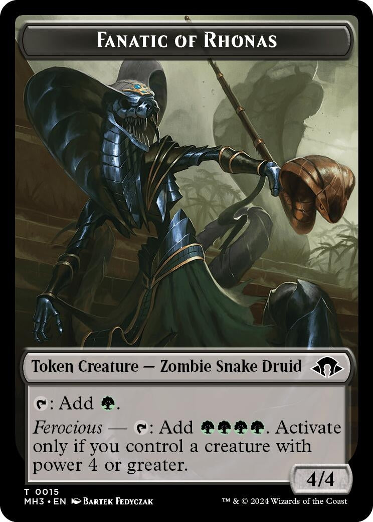 Fanatic of Rhonas // Energy Reserve Double-Sided Token (15 // 36) (Modern Horizons 3)