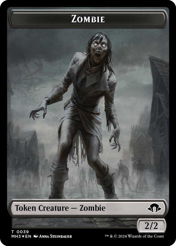 Zombie (Ripple Foil) // Elephant Double-Sided Token (39 // 18) (Commander: Modern Horizons 3)