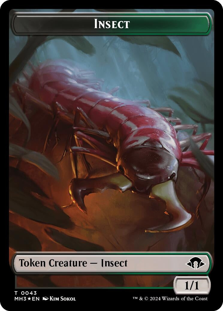 Insect (0043) (Ripple Foil) // Zombie Double-Sided Token (43 // 21) (Modern Horizons 3)