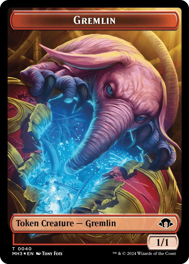 Gremlin (Ripple Foil) // Copy Double-Sided Token (40 // 1) (Modern Horizons 3)