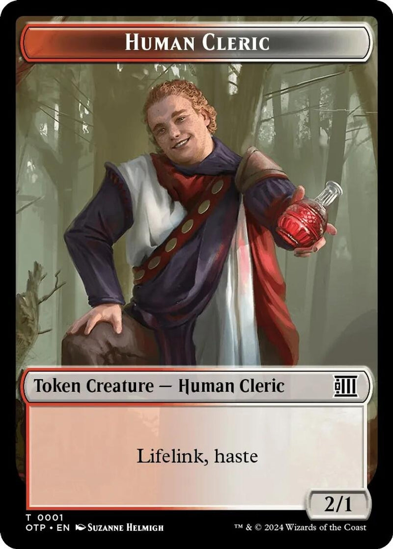 Human Cleric // Plot Double-Sided Token (1 // 20) (Outlaws of Thunder Junction: Breaking News)