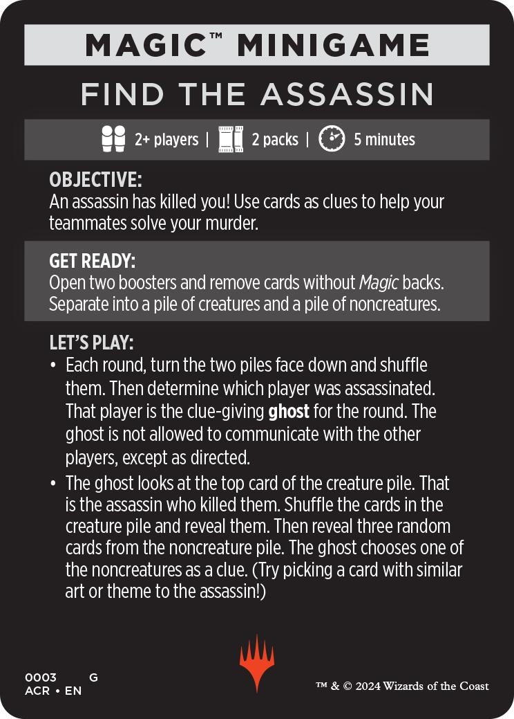 Magic Minigame: Find The Assassin (3) (Universes Beyond: Assassin's Creed)