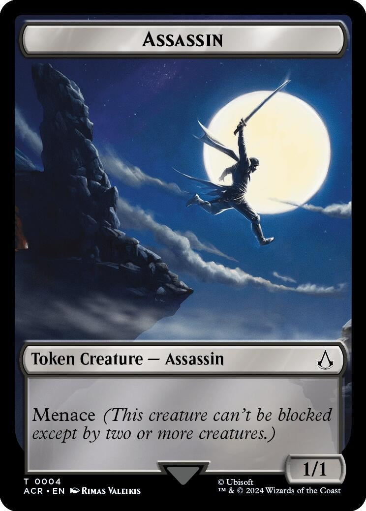 Assassin // Human Rogue Double-Sided Token (4 // 3) (Universes Beyond: Assassin's Creed)