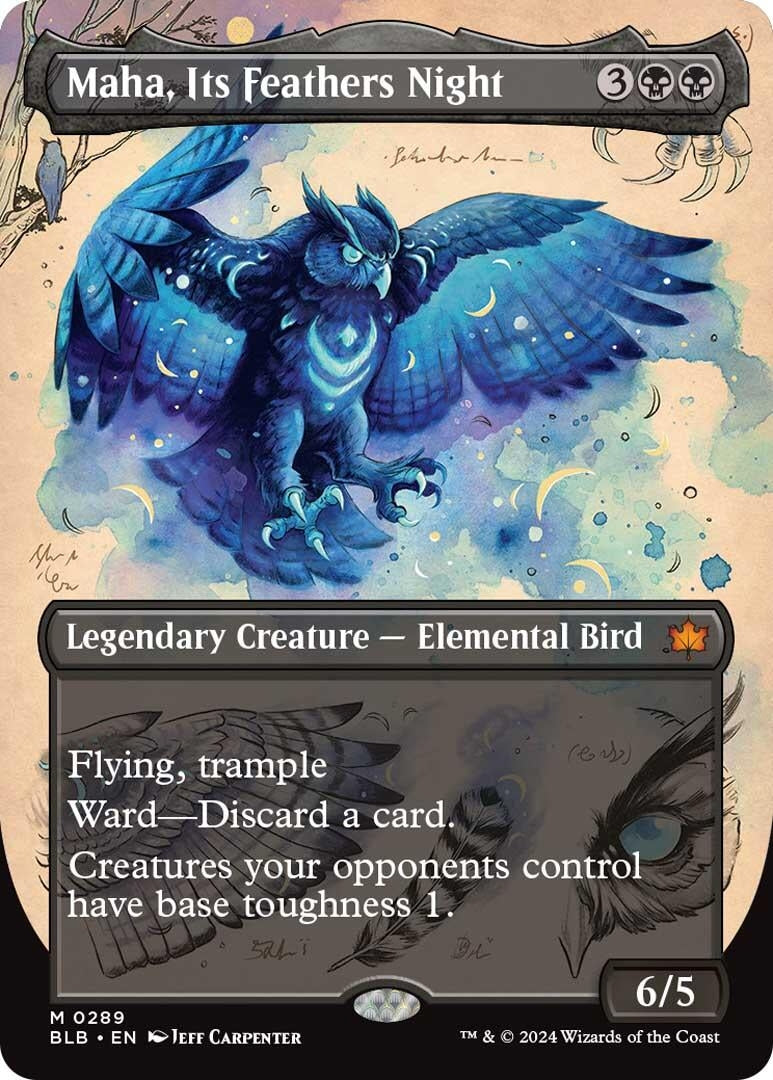Maha, Its Feathers Night (Borderless) (289) (Bloomburrow) (BLB)