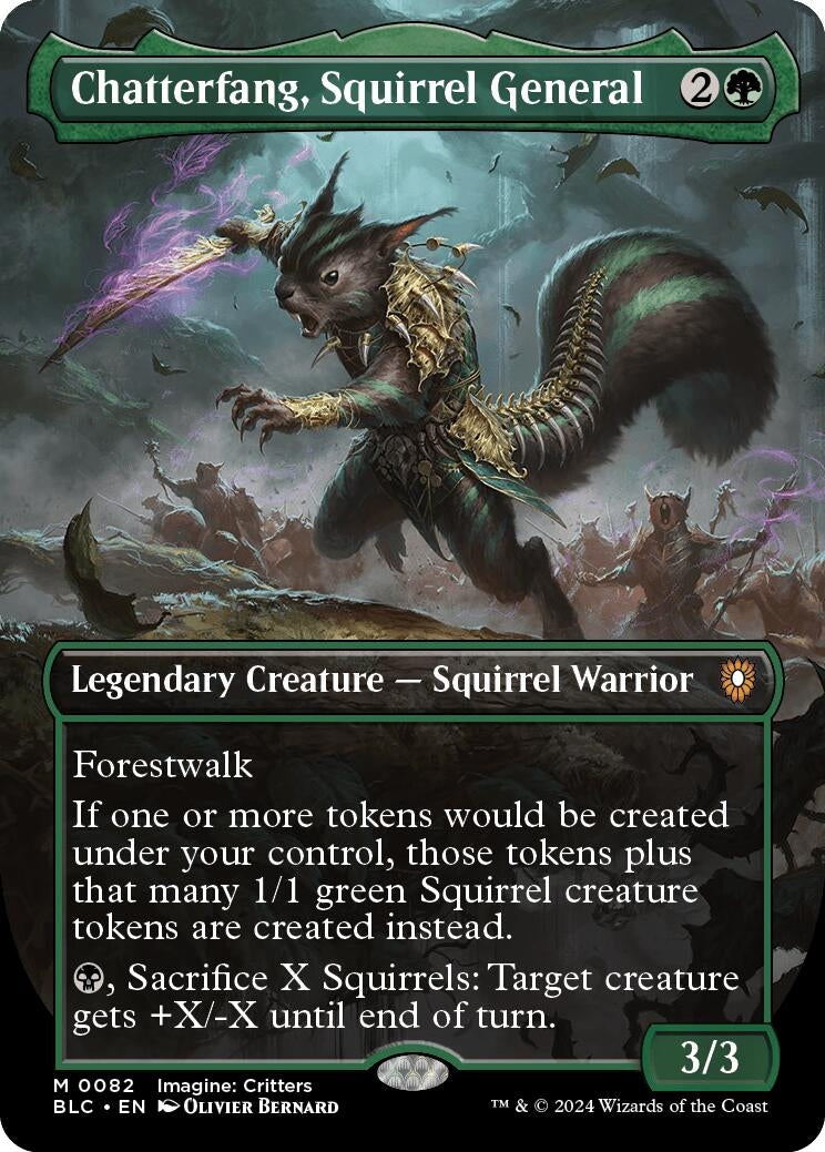 Chatterfang, Squirrel General (Borderless) (82) (Commander: Bloomburrow) (BLC)