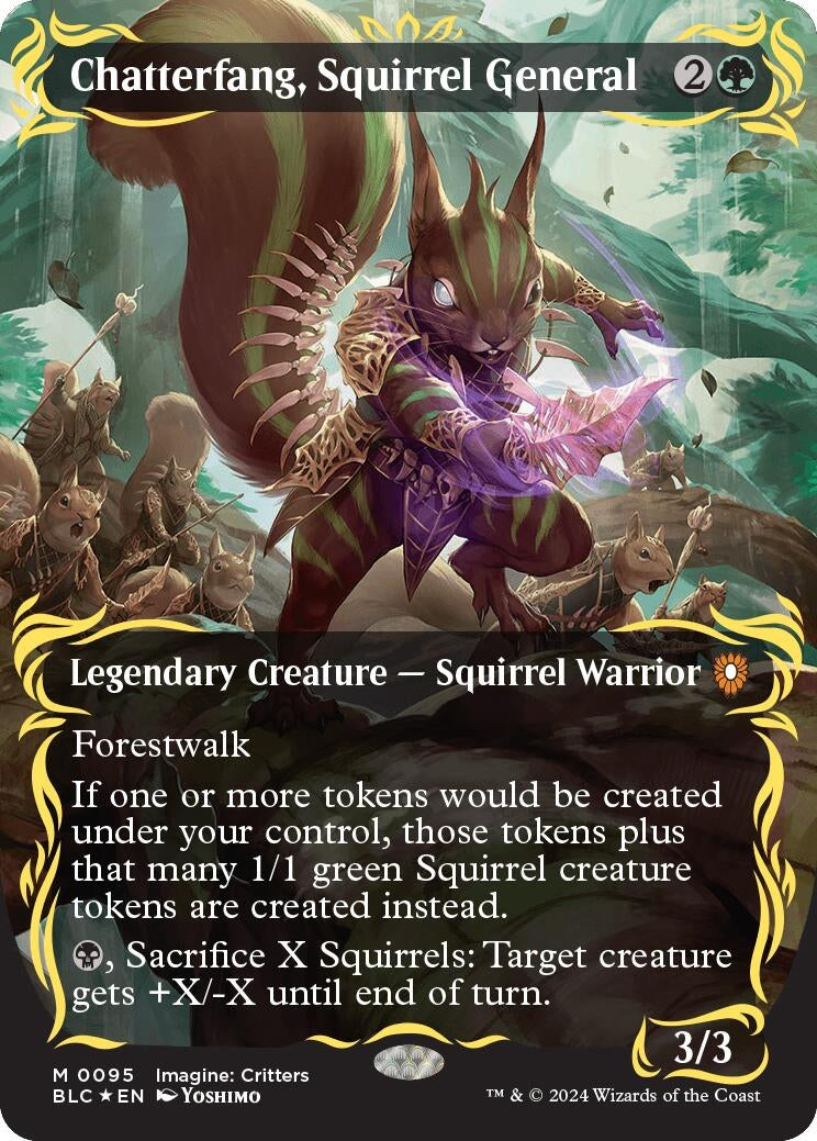 Chatterfang, Squirrel General (Borderless) (Raised Foil) (95) (Commander: Bloomburrow)