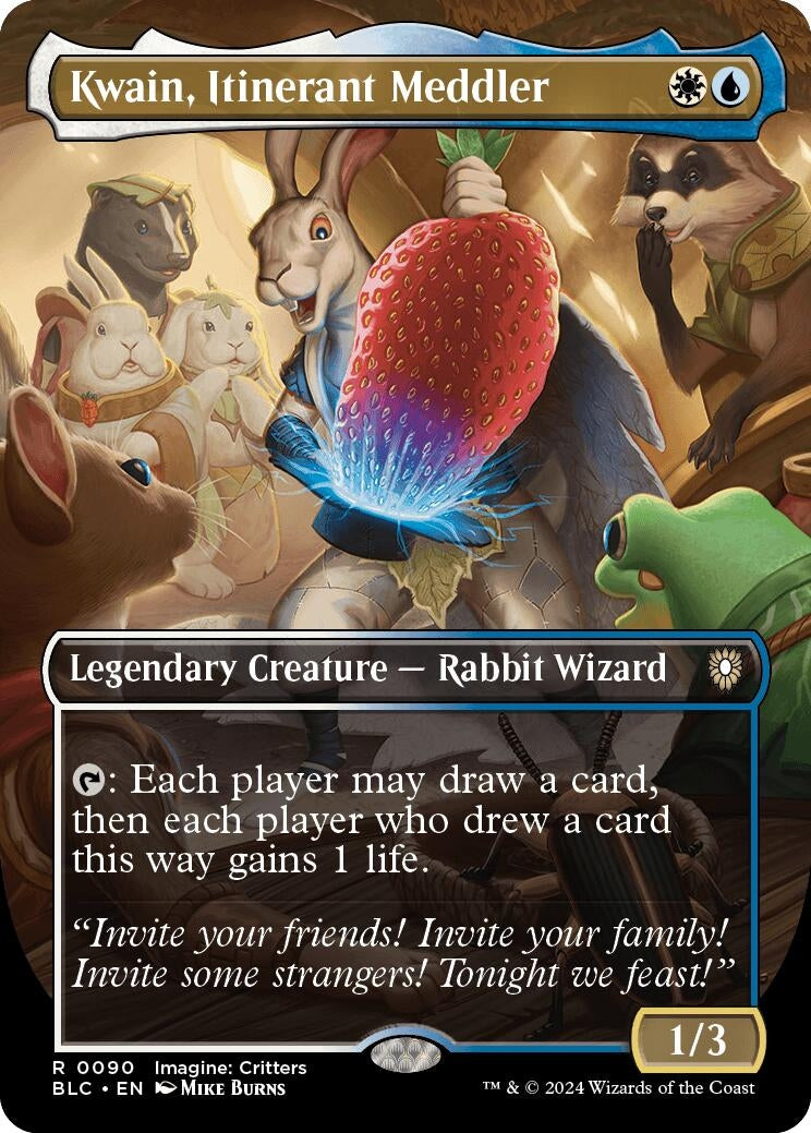 Kwain, Itinerant Meddler (Borderless) (90) (Commander: Bloomburrow)