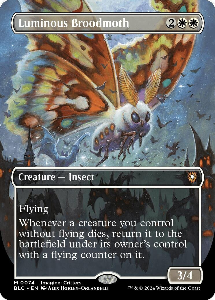 Luminous Broodmoth (Borderless) (74) (Commander: Bloomburrow)
