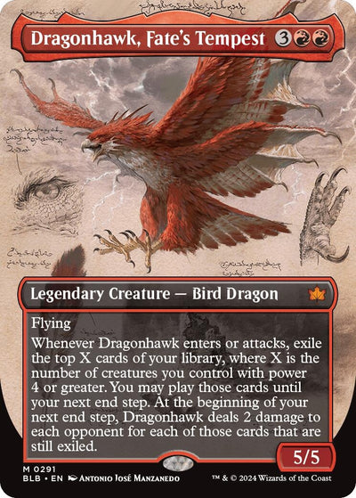 Dragonhawk, Fate's Tempest (Borderless) (291) (Bloomburrow) (BLB)