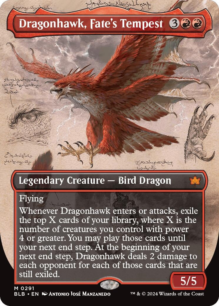 Dragonhawk, Fate's Tempest (Borderless) (291) (Bloomburrow) (BLB)