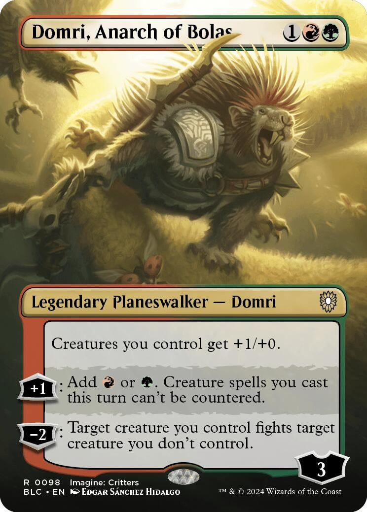 Domri, Anarch of Bolas (Borderless) (98) (Commander: Bloomburrow)