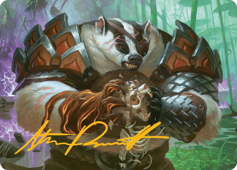 Hugs, Grisly Guardian Art Card (Gold-Stamped Signature) (27) (Art Series: Bloomburrow)