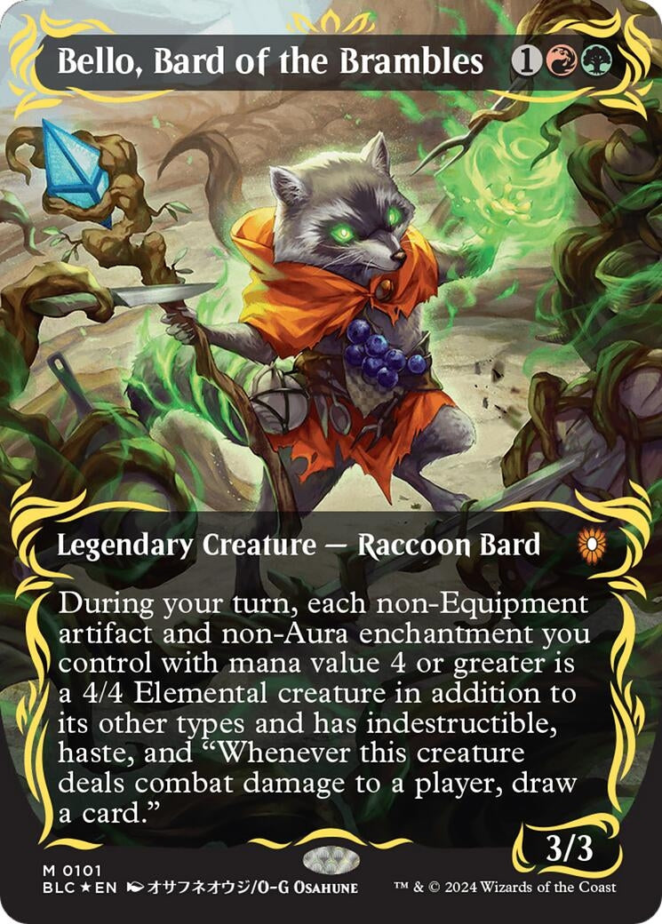 Bello, Bard of the Brambles (Borderless) (Raised Foil) (101) (Commander: Bloomburrow)