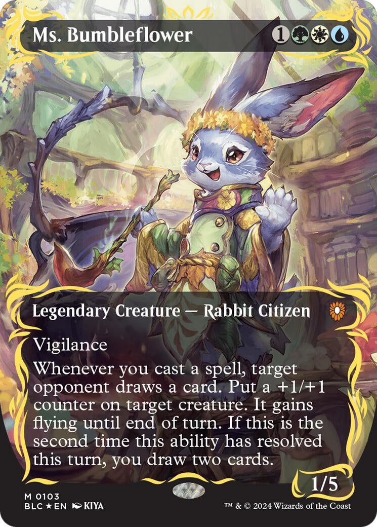 Ms. Bumbleflower (Borderless) (Raised Foil) (103) (Commander: Bloomburrow)
