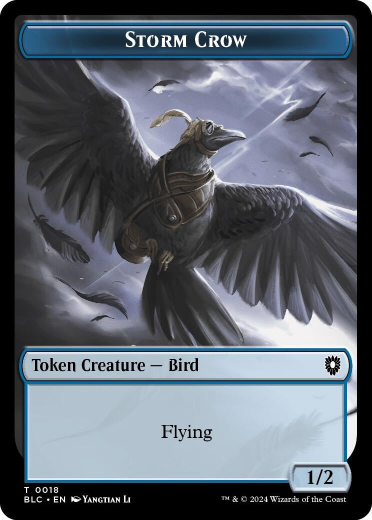 Storm Crow // Bird (003) Double-Sided Token (18 // 3) (Commander: Bloomburrow)