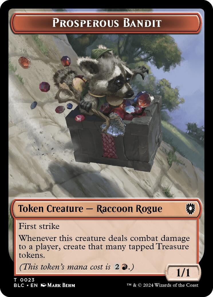 Prosperous Bandit // Treasure Double-Sided Token (23 // 29) (Commander: Bloomburrow)
