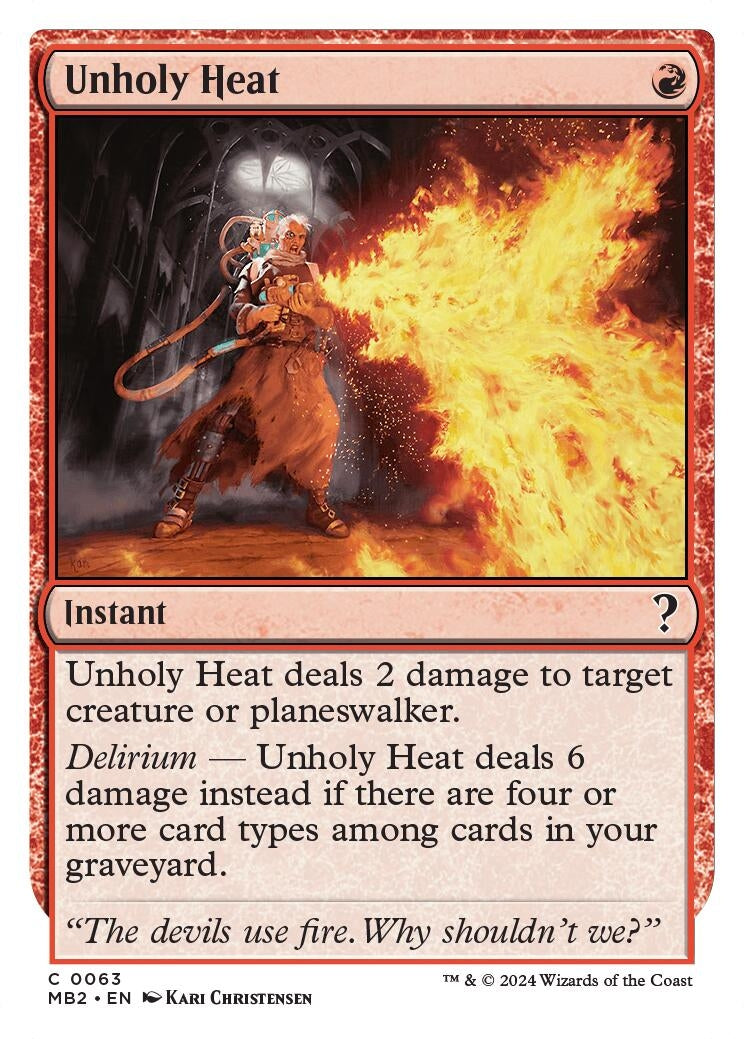 Unholy Heat (White Border) (63) (Mystery Booster 2)
