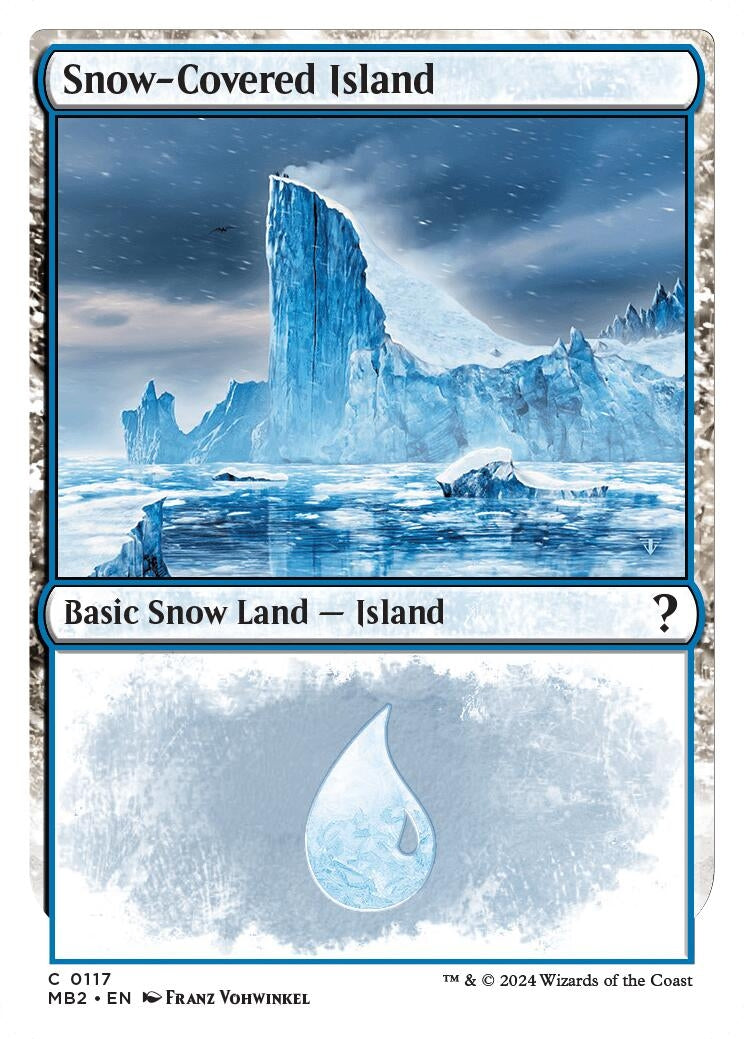 Snow-Covered Island (White Border) (117) (Mystery Booster 2)